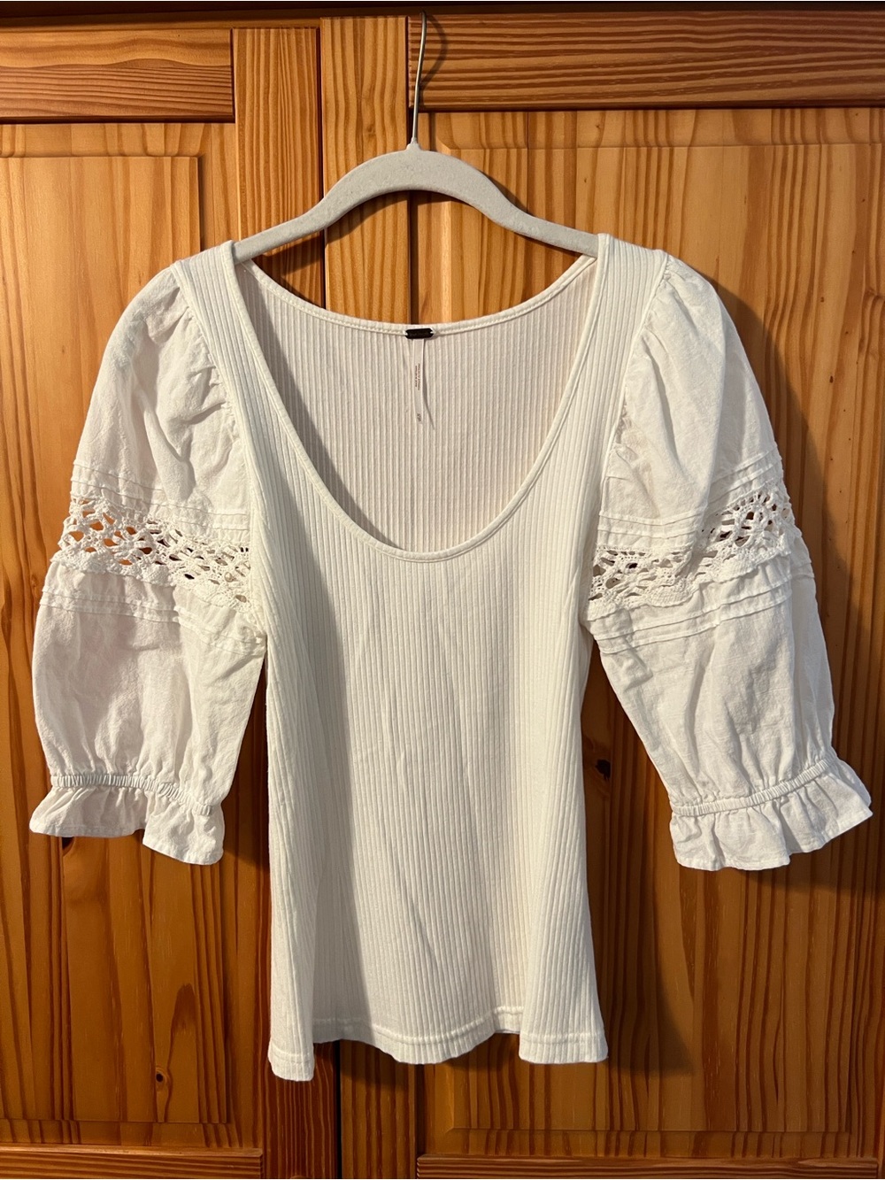 Free People “Something Special” Top with Crochet Insets